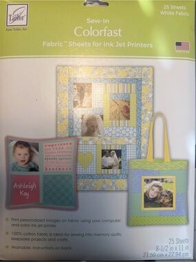June Tailor Sew-In Colorfast Fabric Sheets – White with Blue and Yellow Accents